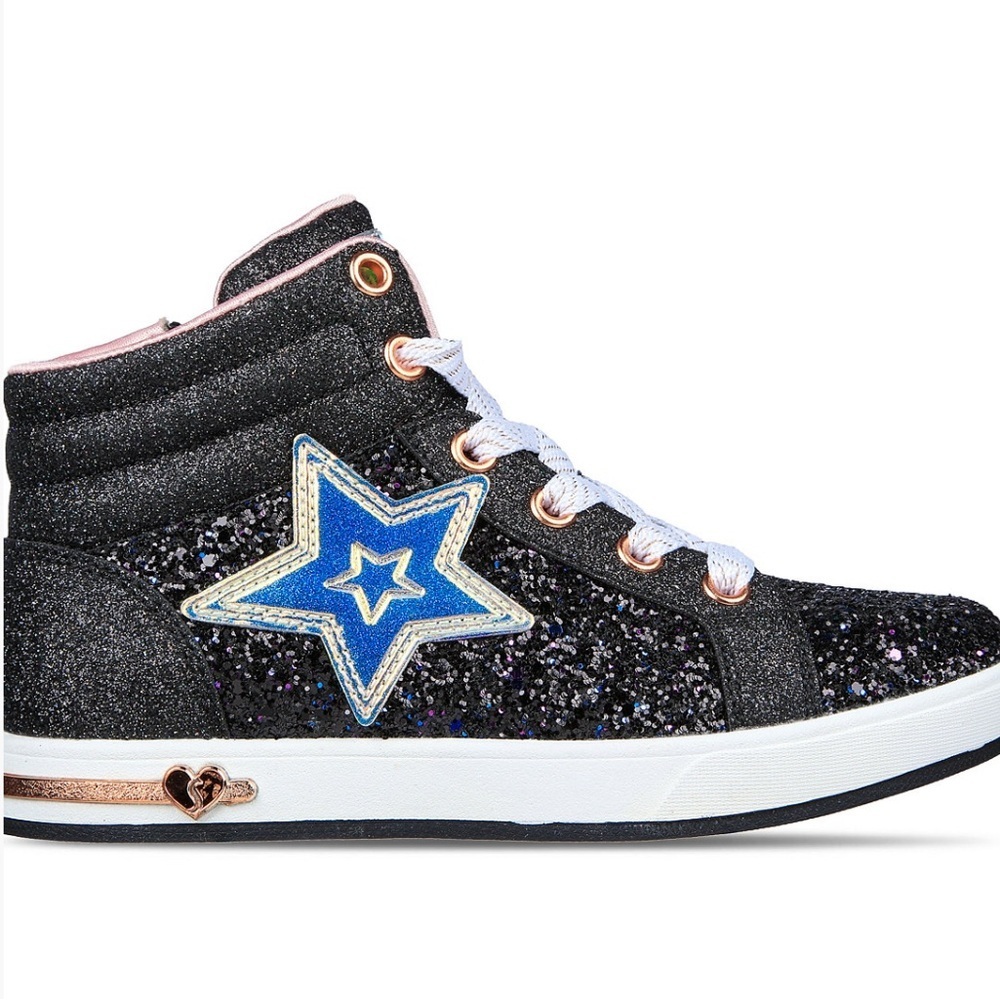 Sketchers little‎ girls starry night Glitter High-Top Sneakers - Black and Blue
